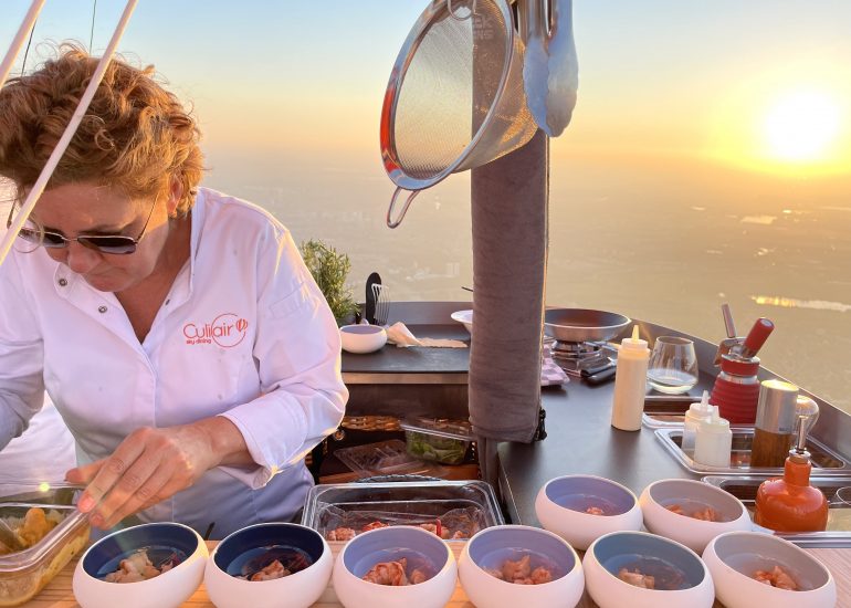 Koken op hoog niveau in een luchtballon